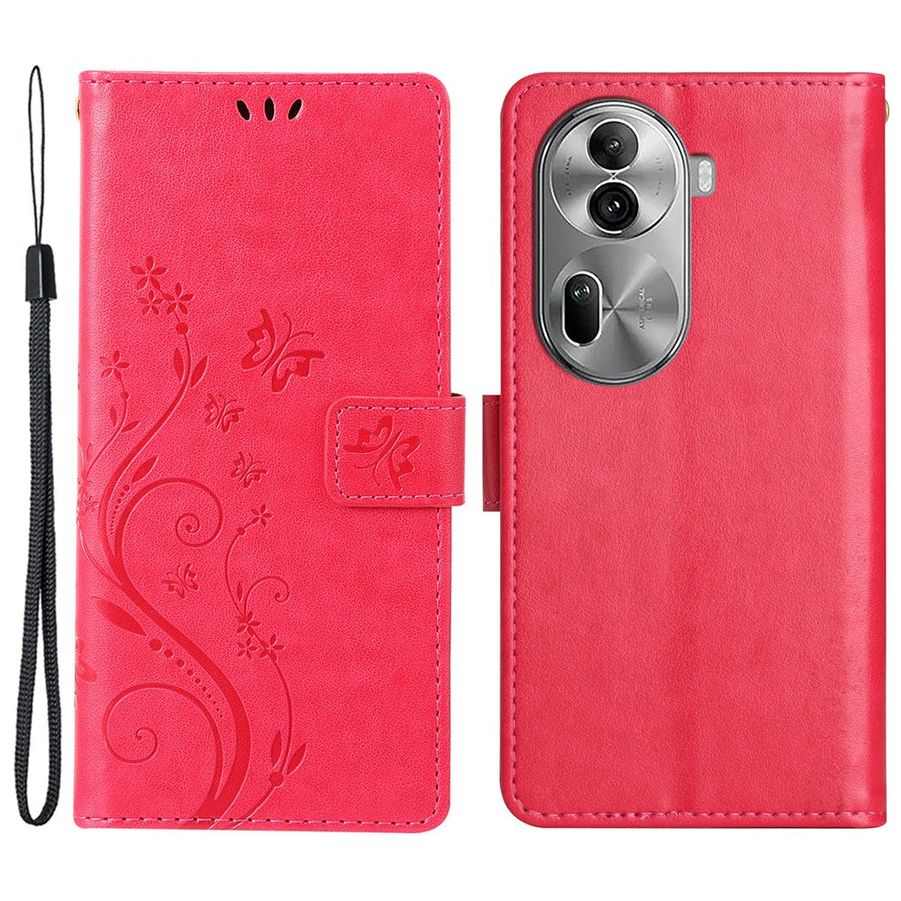 Til Oppo Reno11 Pro 5G (Global) Cover Sommerfuglemønster PU Læder Pung Telefoncover