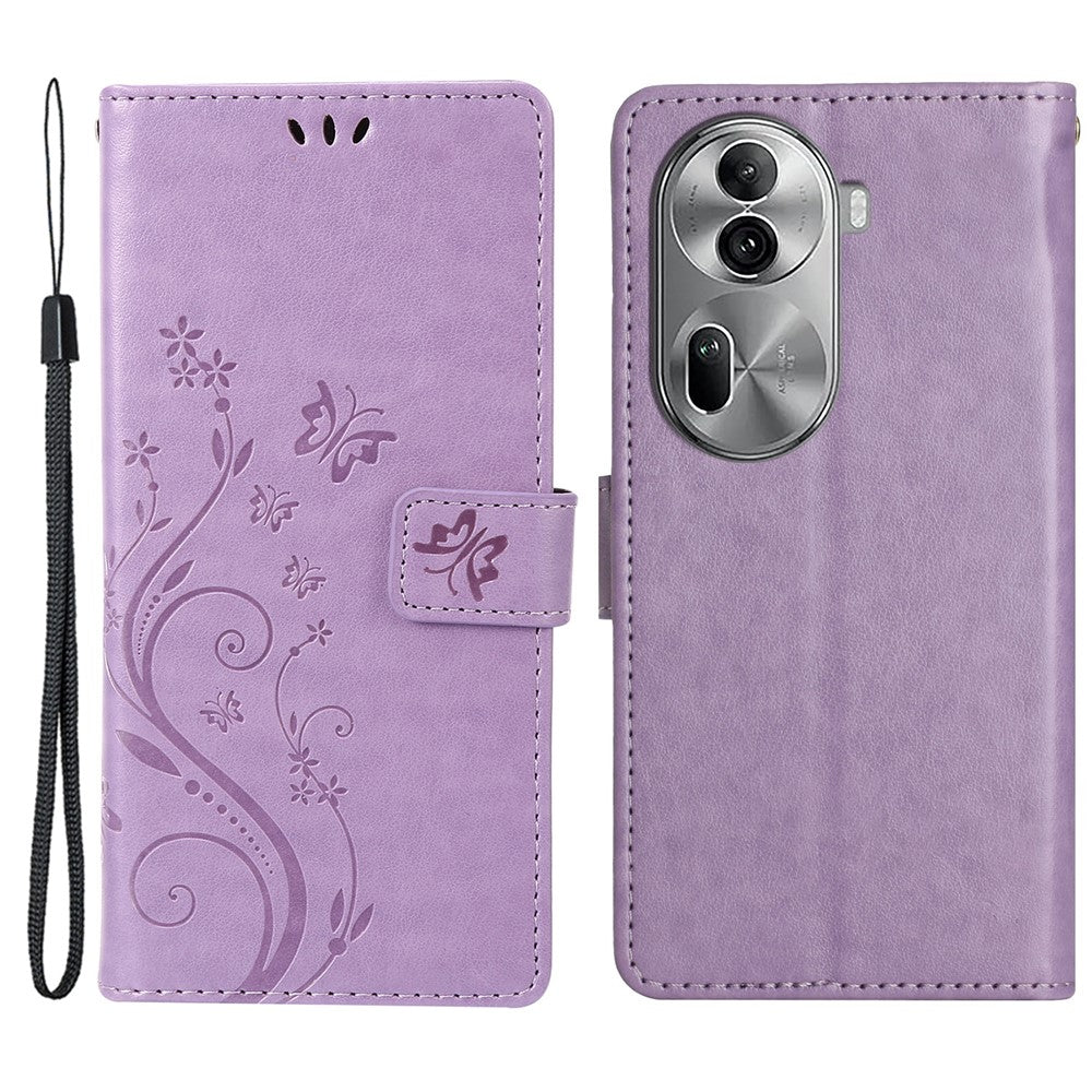 Til Oppo Reno11 Pro 5G (Global) Cover Sommerfuglemønster PU Læder Pung Telefoncover