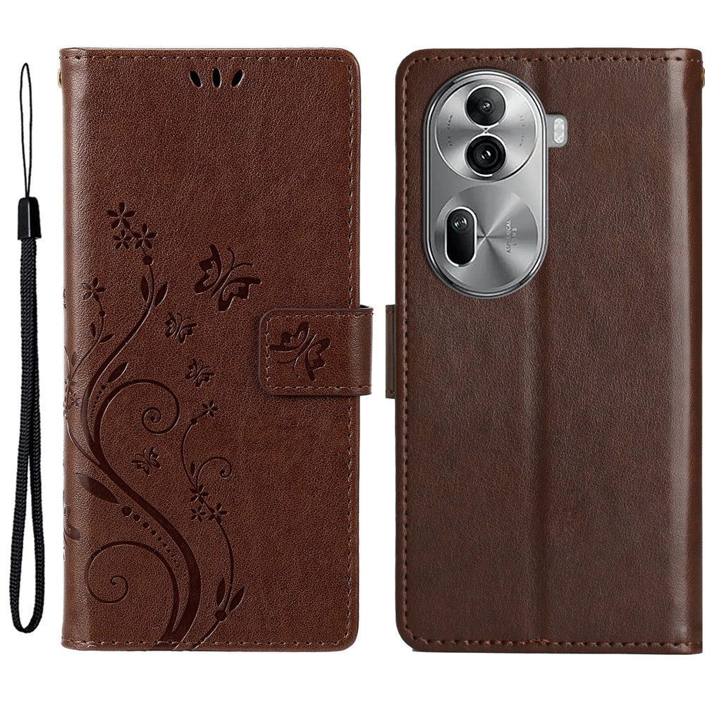 Til Oppo Reno11 Pro 5G (Global) Cover Sommerfuglemønster PU Læder Pung Telefoncover