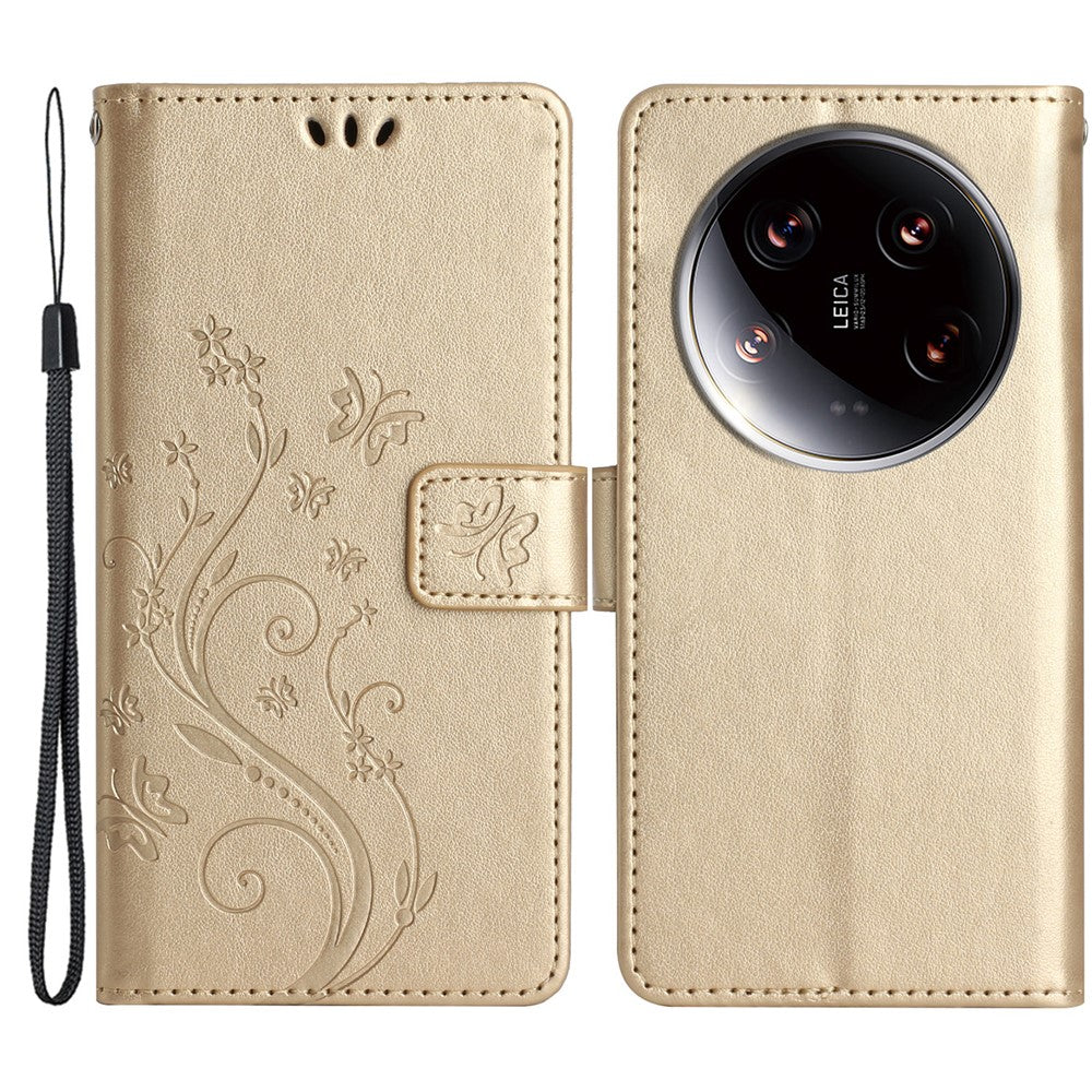 For Xiaomi 14 Ultra Wallet Phone Case Butterfly Pattern PU Leather Flip Cover