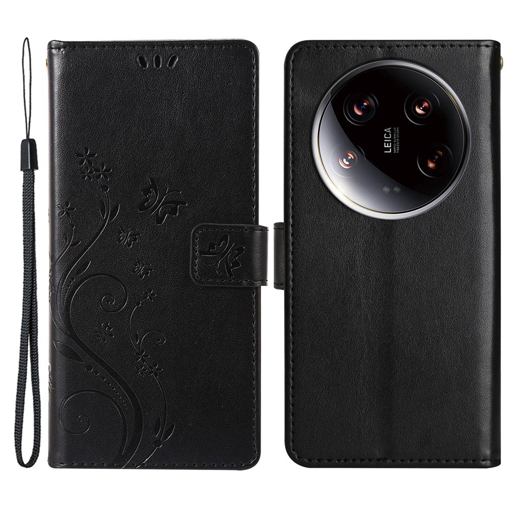 For Xiaomi 14 Ultra Wallet Phone Case Butterfly Pattern PU Leather Flip Cover