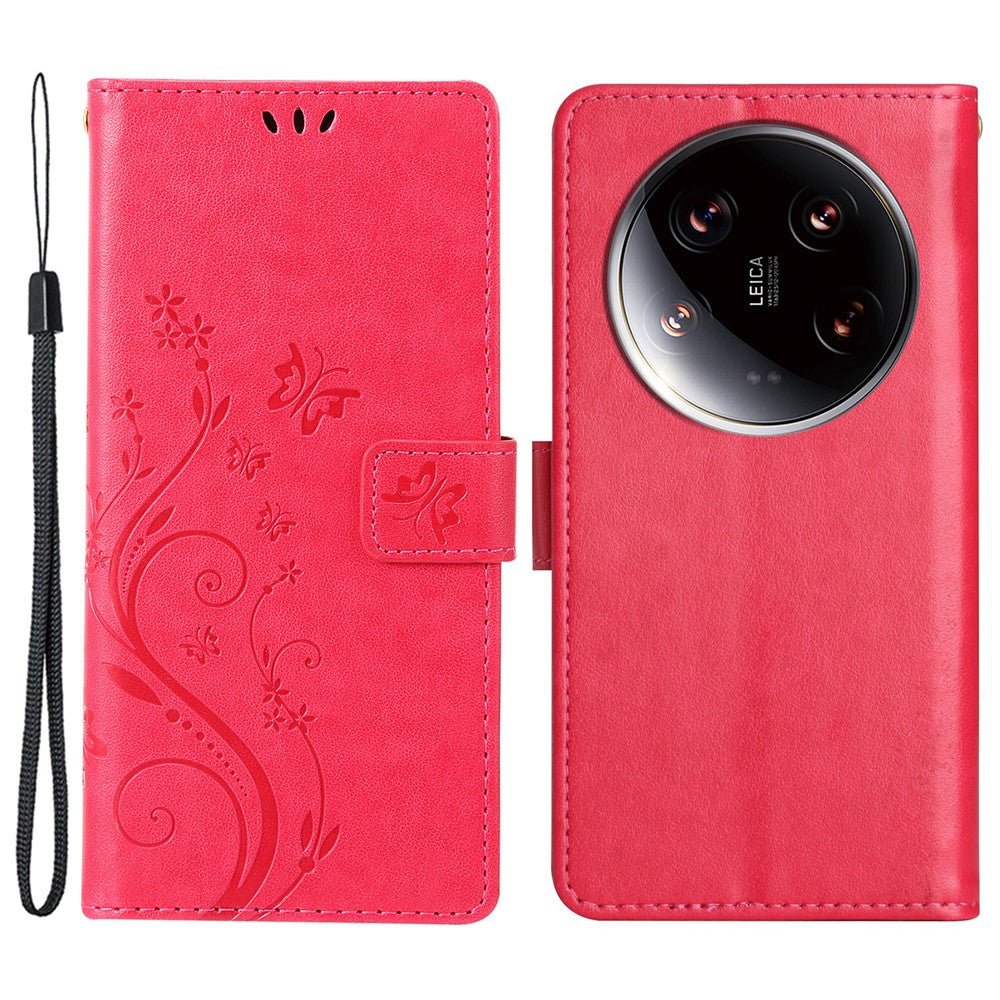 For Xiaomi 14 Ultra Wallet Phone Case Butterfly Pattern PU Leather Flip Cover