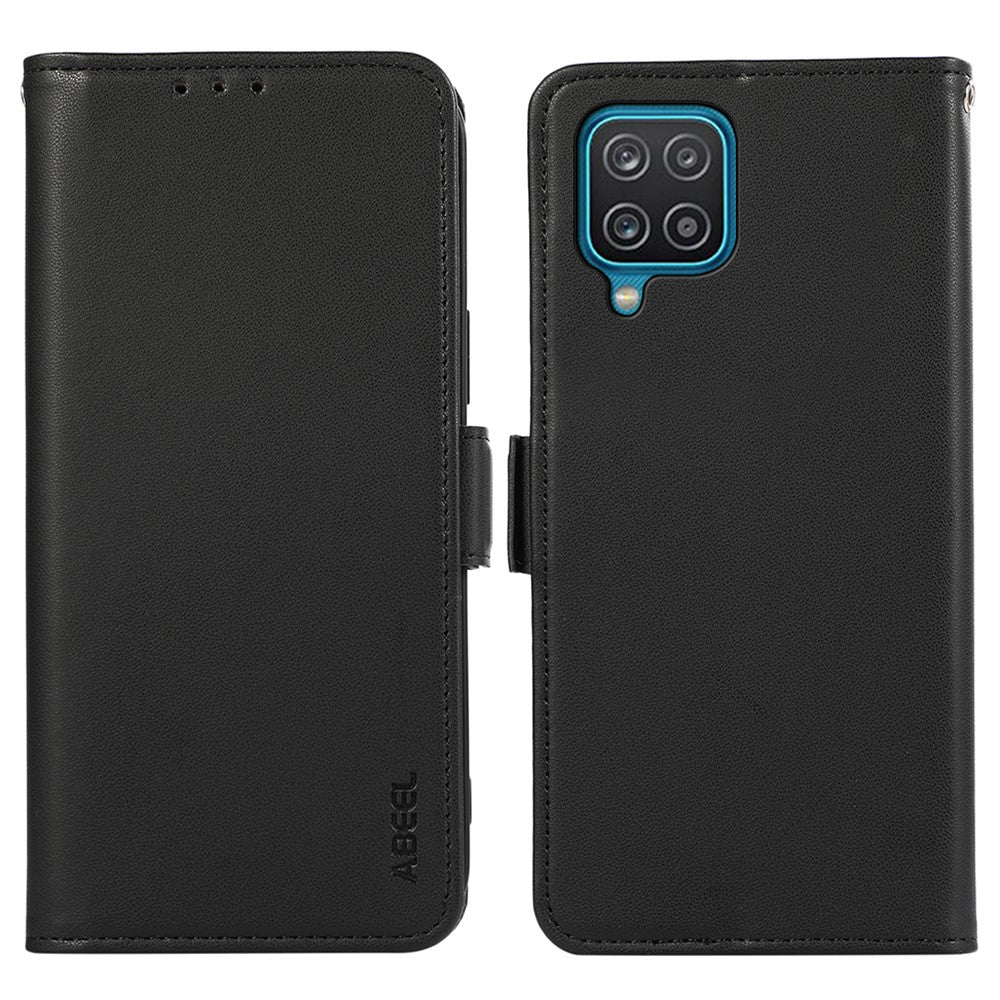 ABEEL För Samsung Galaxy A12 Plånboksfodral Läder Skyddande mobilfodral RFID-blockerande