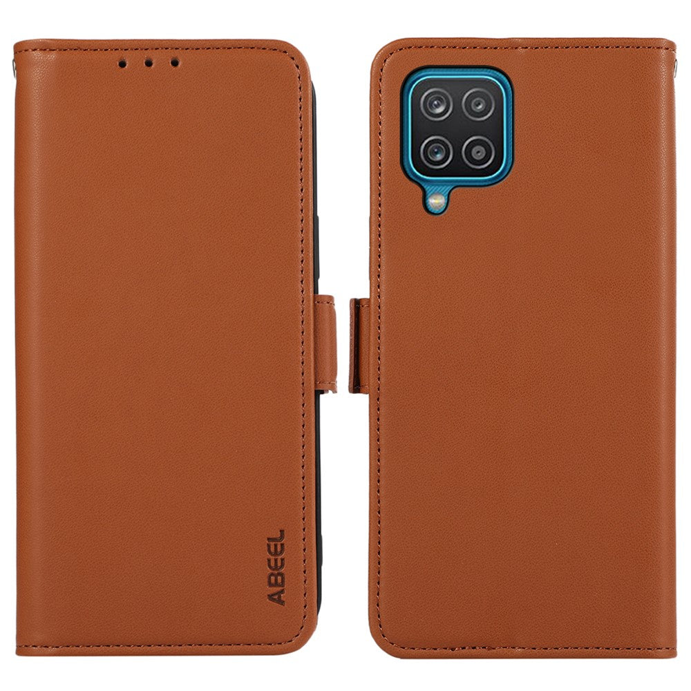 ABEEL För Samsung Galaxy A12 Plånboksfodral Läder Skyddande mobilfodral RFID-blockerande