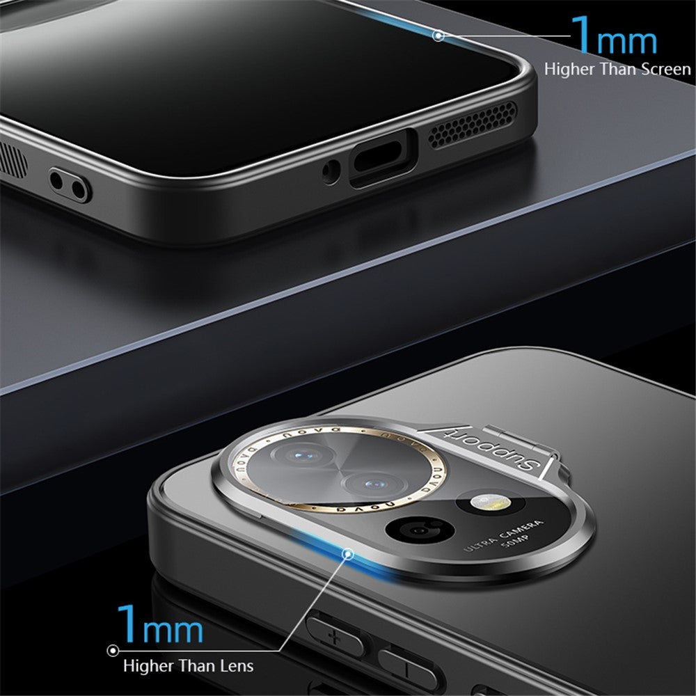 For Huawei nova 12 Pro 5G / 12 Ultra 5G Case PC+TPU Matte Phone Kickstand Cover with Lens Film