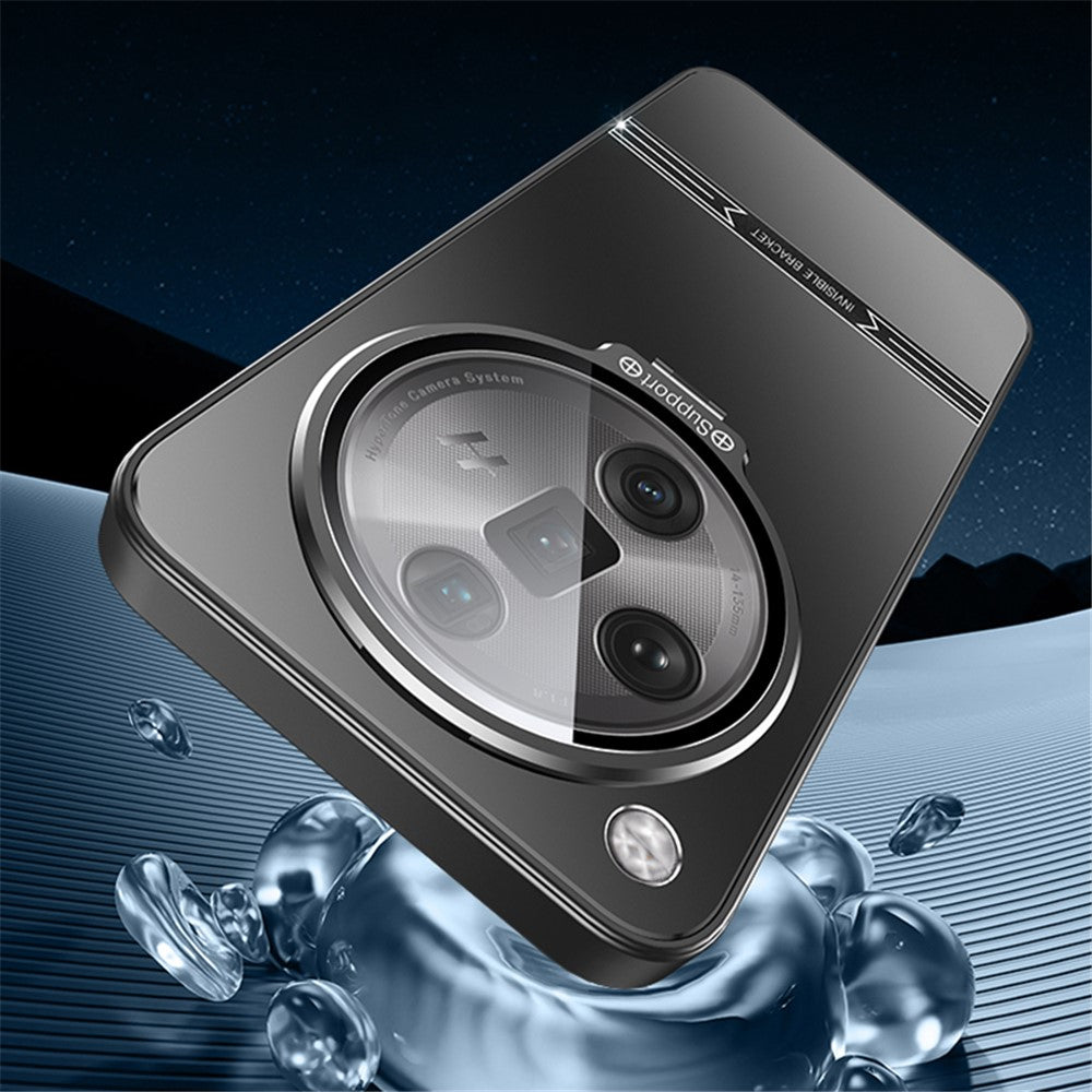 For Oppo Find X7 Ultra Case Matte PC+TPU Phone Cover with Lens Frame Kickstand