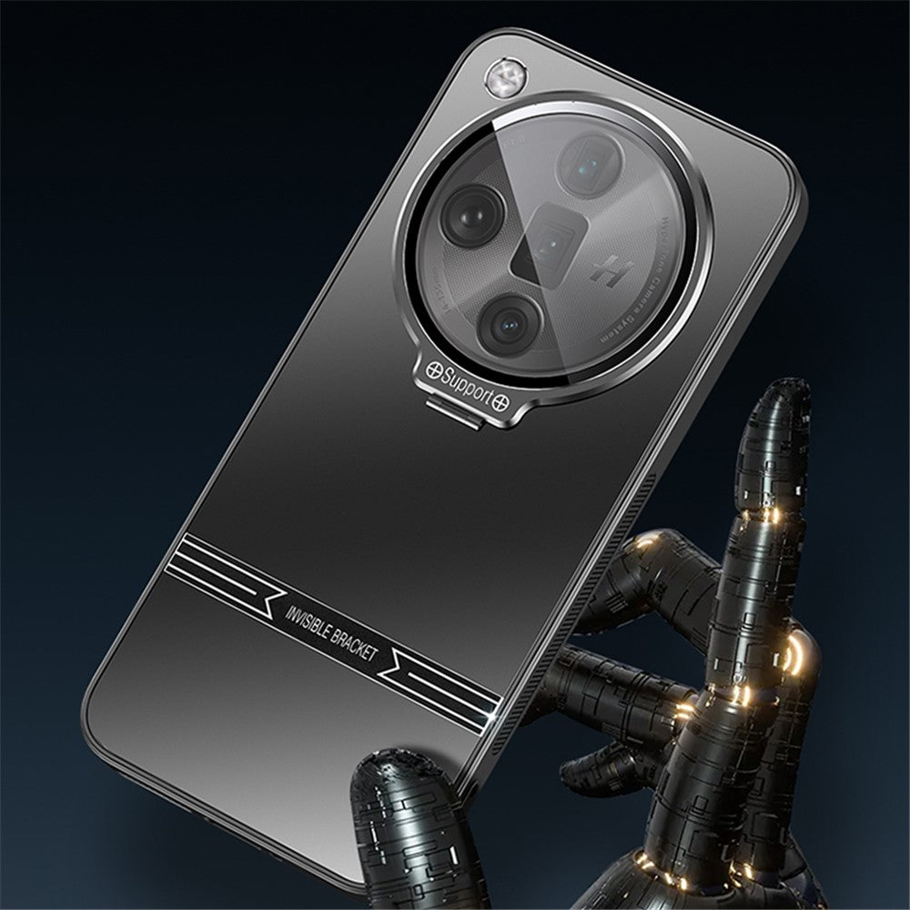 For Oppo Find X7 Ultra Case Matte PC+TPU Phone Cover with Lens Frame Kickstand