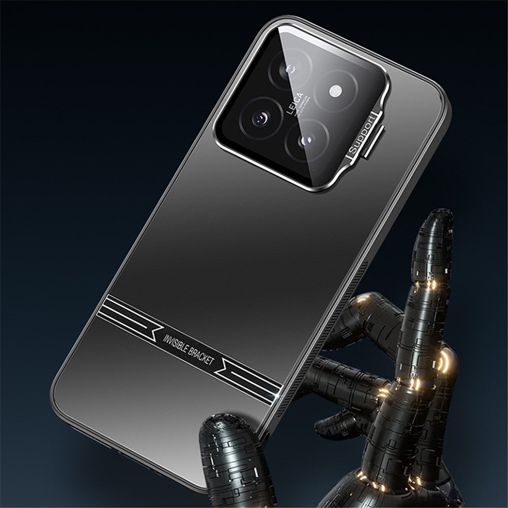 For Xiaomi 14 Matte Cell Phone Cases PC+TPU Cover with Lens Frame Kickstand
