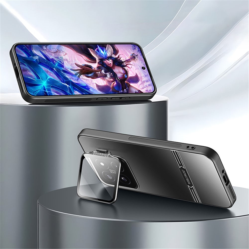 Phone Case for Xiaomi 14 Pro Matte PC+TPU Cover with Lens Frame Kickstand