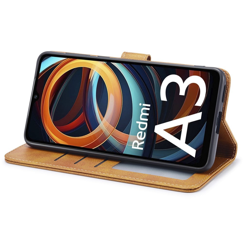 LC.IMEEKE For Xiaomi Redmi A3 / Poco C61 4G Case Calf Texture Flip Stand Shockproof Phone Cover