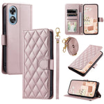 For Oppo A78 4G Case PU Stand View Leather Flip Phone Cover with Shoulder Strap