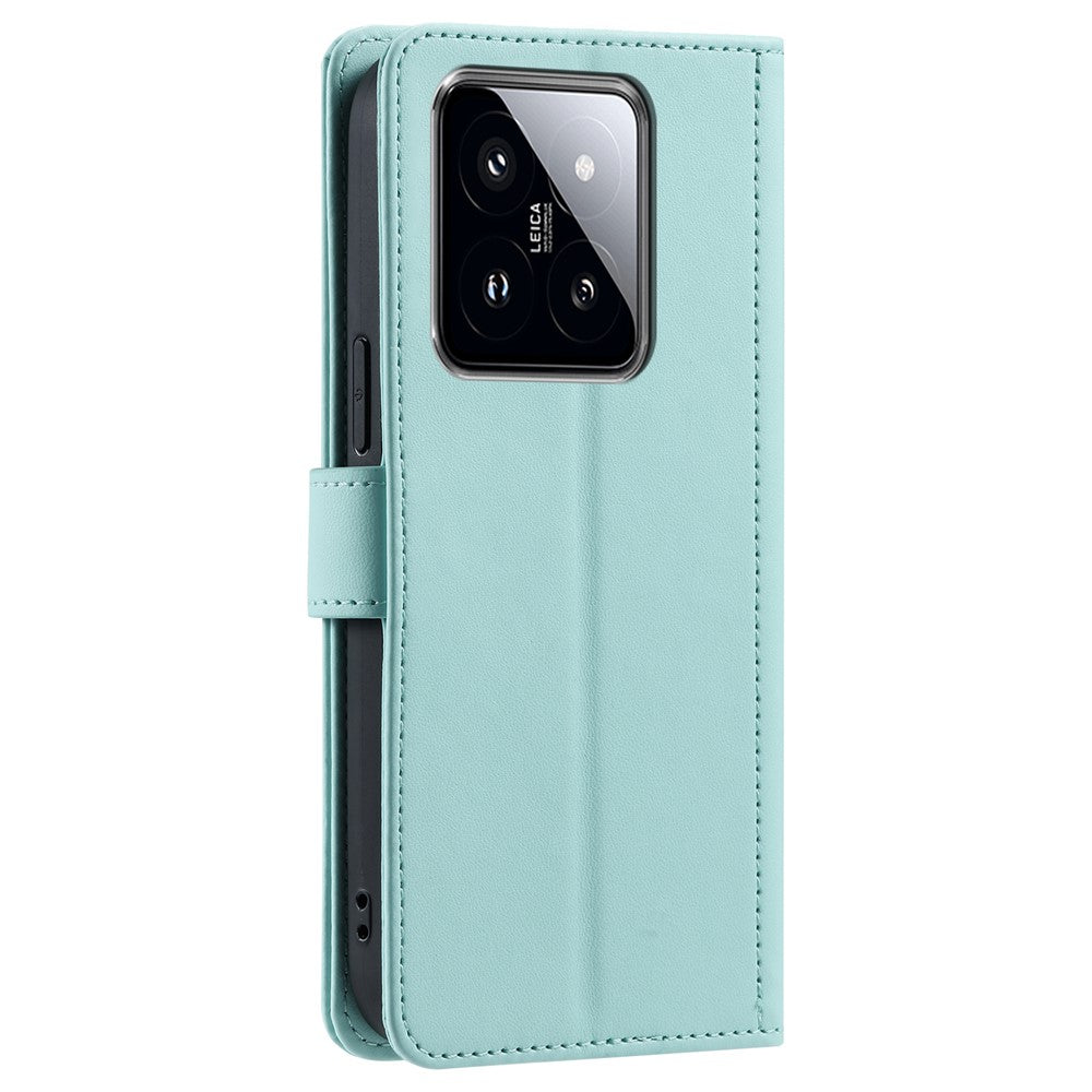 For Xiaomi 14 Case Stand View PU Leather Flip Phone Cover with Strap