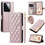 For Xiaomi 14 Case Stand View PU Leather Flip Phone Cover with Strap