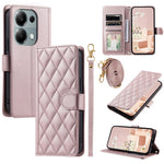 For Xiaomi Redmi Note 13 Pro 4G / Poco M6 Pro 4G Magnetic Phone Case Leather Rhombus Grid Stand Cover
