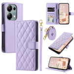 For Xiaomi Redmi Note 13 Pro 4G / Poco M6 Pro 4G Magnetic Phone Case Leather Rhombus Grid Stand Cover