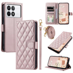 For Xiaomi Redmi K70E 5G / Poco X6 Pro 5G Leather Case Rhombus Grid Wallet Crossbody Phone Cover
