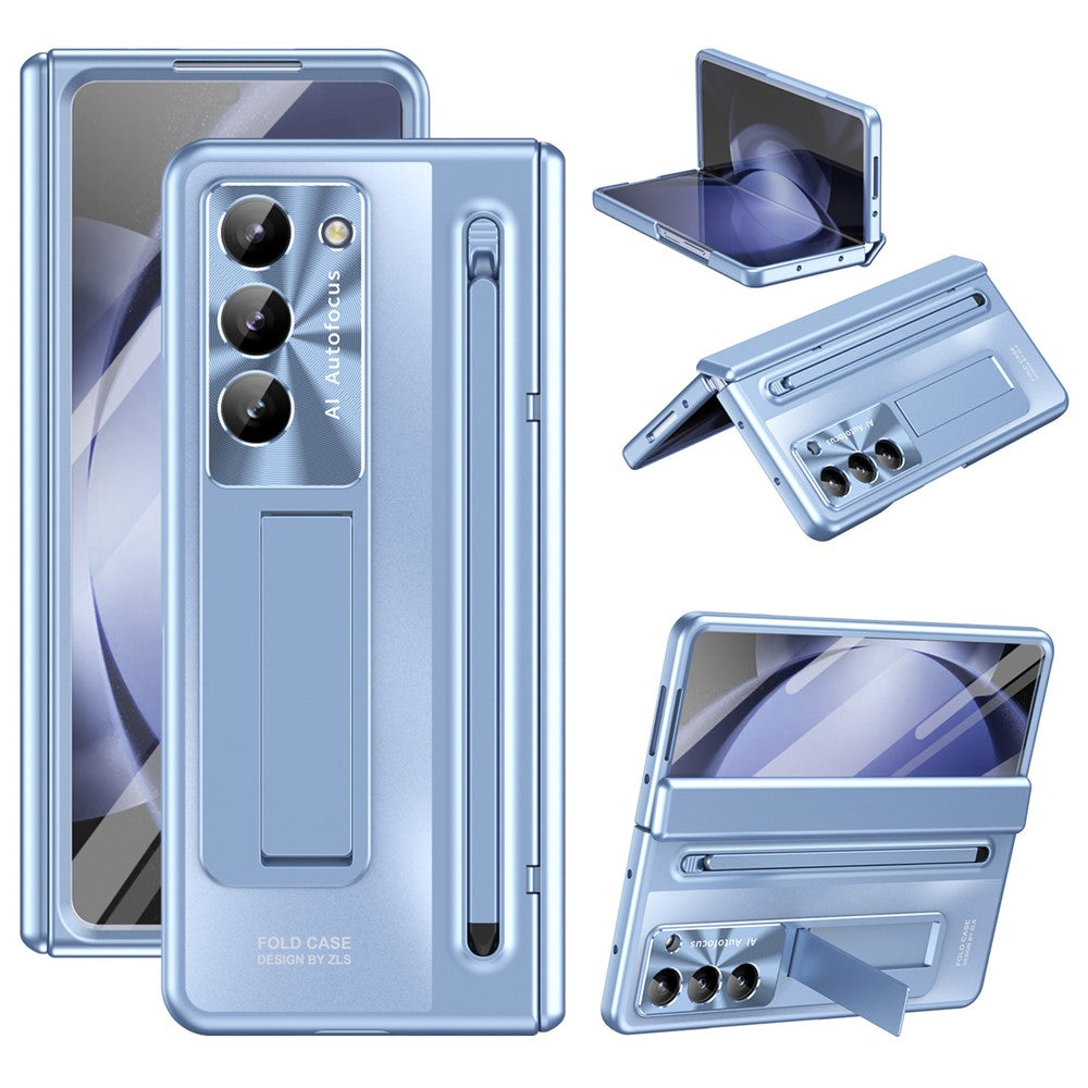 Til Samsung Galaxy Z Fold6 5G Kickstand-cover Hængsel-PC Telefoncover med hærdet glasfilm/stylus