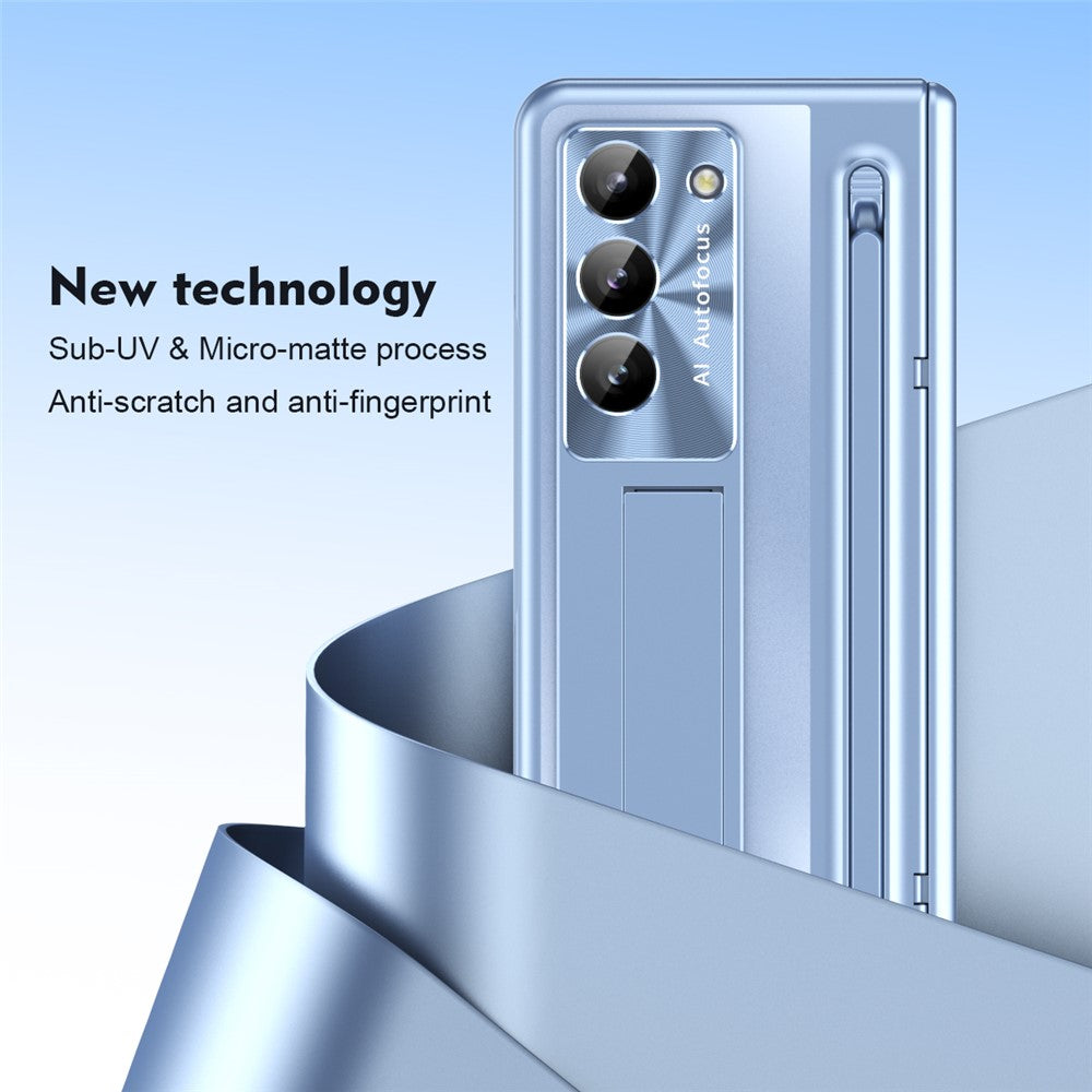 Til Samsung Galaxy Z Fold6 5G Kickstand-cover Hængsel-PC Telefoncover med hærdet glasfilm/stylus