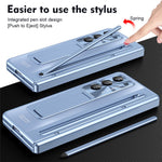 Til Samsung Galaxy Z Fold6 5G Kickstand-cover Hængsel-PC Telefoncover med hærdet glasfilm/stylus