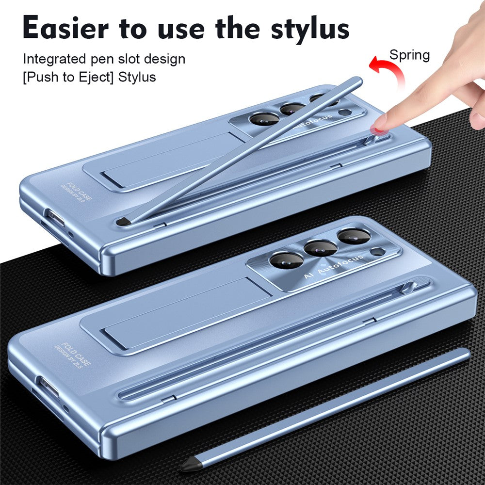 Til Samsung Galaxy Z Fold6 5G Kickstand-cover Hængsel-PC Telefoncover med hærdet glasfilm/stylus