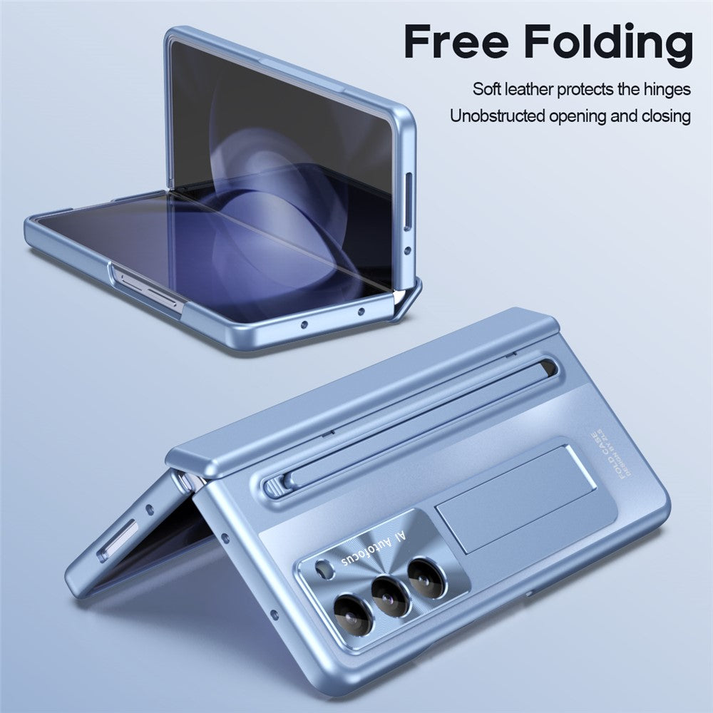 Til Samsung Galaxy Z Fold6 5G Kickstand-cover Hængsel-PC Telefoncover med hærdet glasfilm/stylus