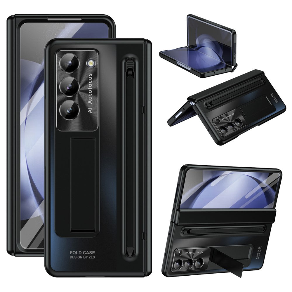 Til Samsung Galaxy Z Fold6 5G Kickstand-cover Hængsel-PC Telefoncover med hærdet glasfilm/stylus