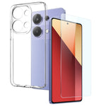 NORTHJO For Xiaomi Redmi Note 13 Pro 4G / Poco M6 Pro 4G Case Soft TPU Phone Shell with Tempered Glass Film