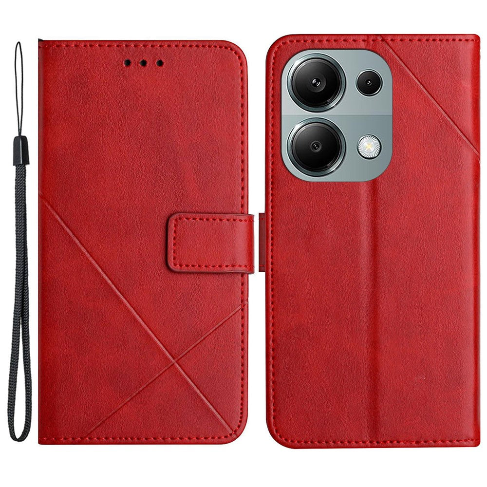 Xiaomi Redmi Note 13 Pro 4G / Poco M6 Pro 4G-skal med linjer, tryckt PU-läder, plånboksfodral, mobilskal