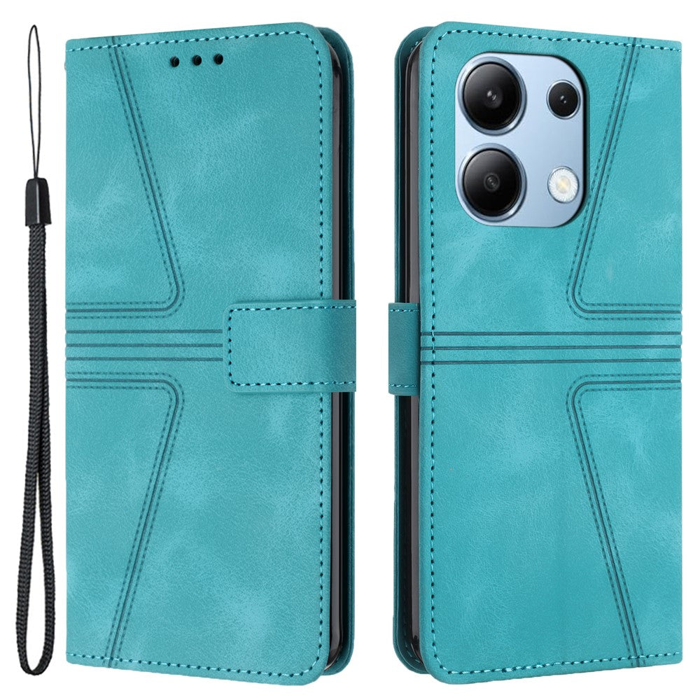 For Xiaomi Redmi Note 13 4G Triangle Imprinted Leather Case Folding Stand Phone Cover