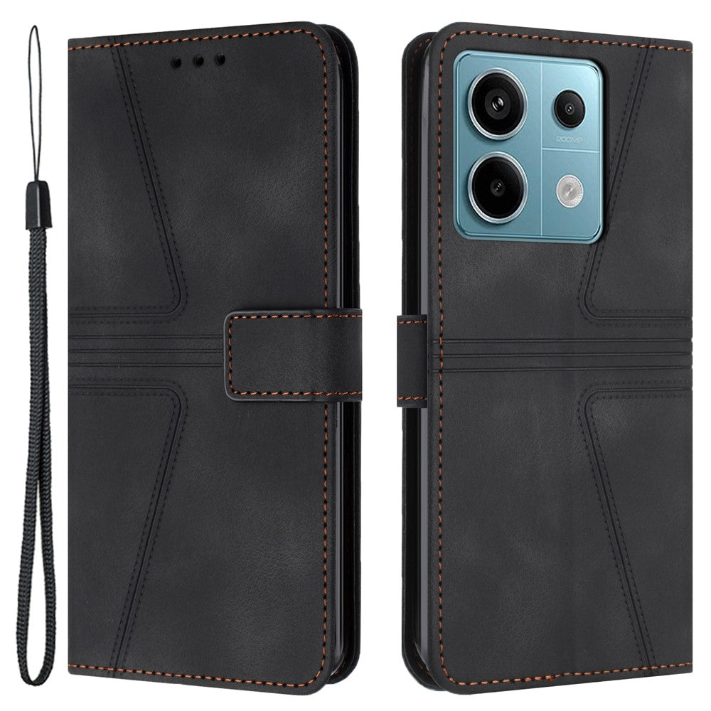 For Xiaomi Redmi Note 13 5G Case Folding Stand Triangle Imprinted Leather Phone Shell