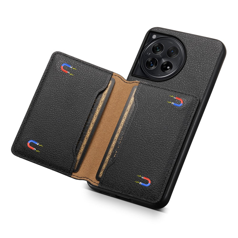 For OnePlus 12 5G Case Calf Texture PU Leather Card Slots Phone Cover