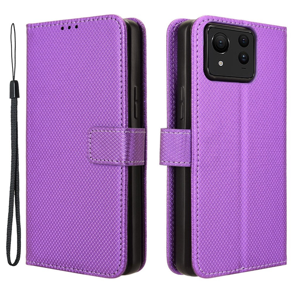 For Asus Zenfone 11 Ultra 5G Wallet Case Diamond Texture PU Leather Flip Phone Cover