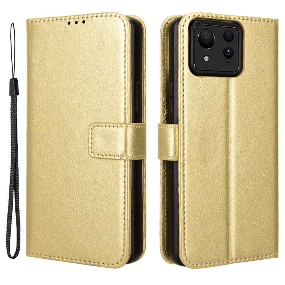 For Asus Zenfone 11 Ultra 5G Case Crazy Horse Texture Scratch-proof Phone Cover with  Folding Stand