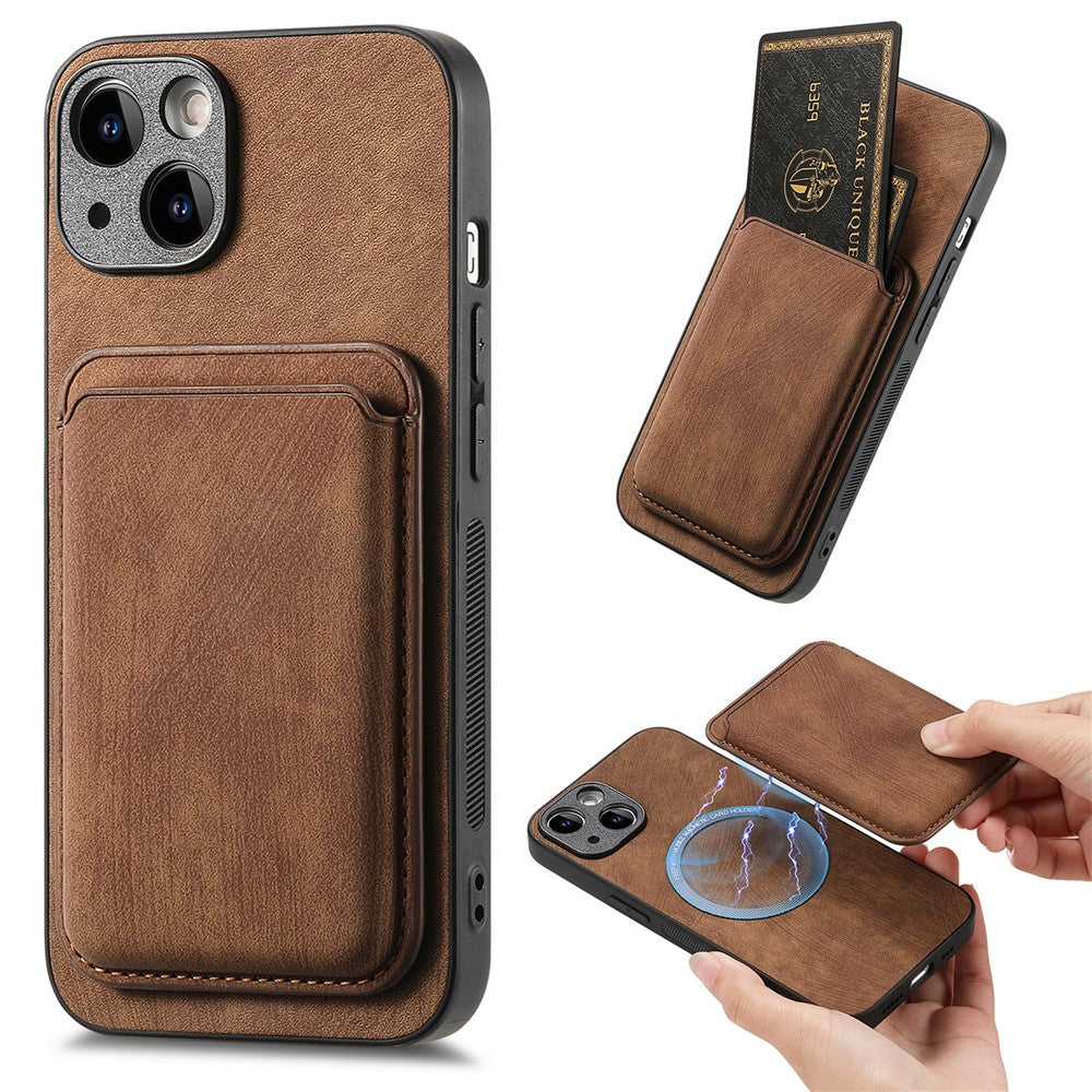 Til iPhone 13-cover, kompatibelt med MagSafe, bagcover i læder med aftagelig kortholder