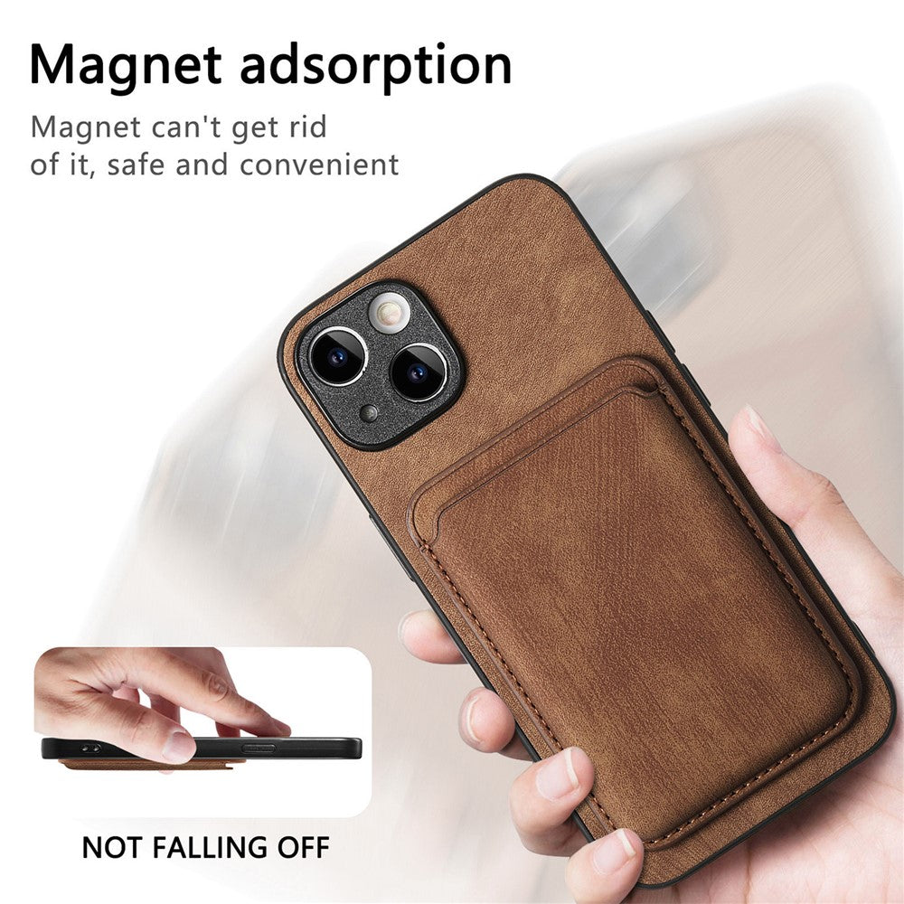 Til iPhone 13-cover, kompatibelt med MagSafe, bagcover i læder med aftagelig kortholder