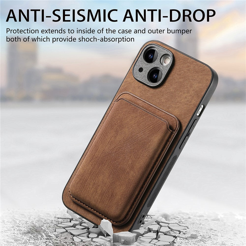 Til iPhone 13-cover, kompatibelt med MagSafe, bagcover i læder med aftagelig kortholder