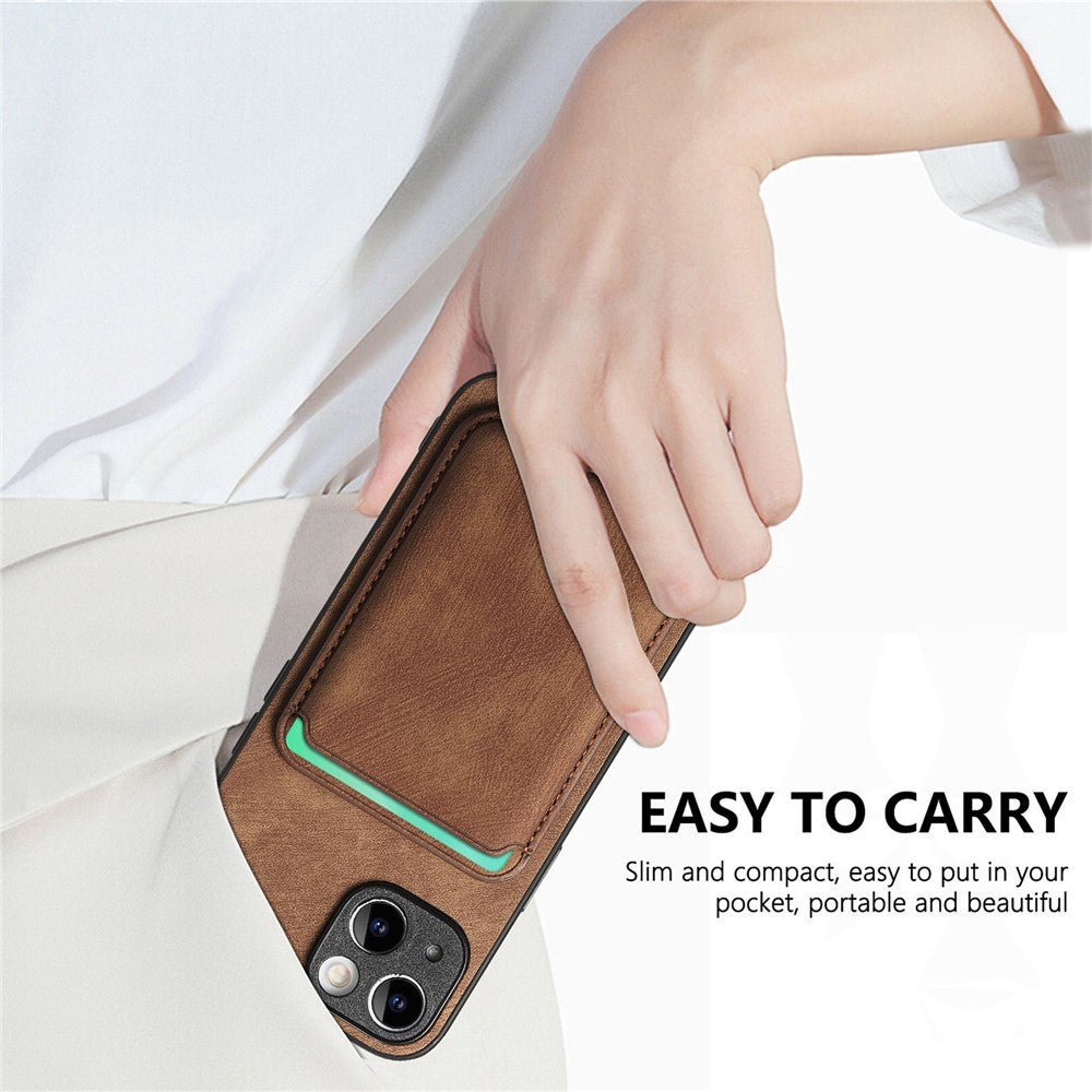 Til iPhone 13-cover, kompatibelt med MagSafe, bagcover i læder med aftagelig kortholder