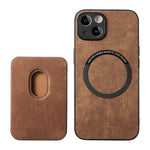Til iPhone 13-cover, kompatibelt med MagSafe, bagcover i læder med aftagelig kortholder