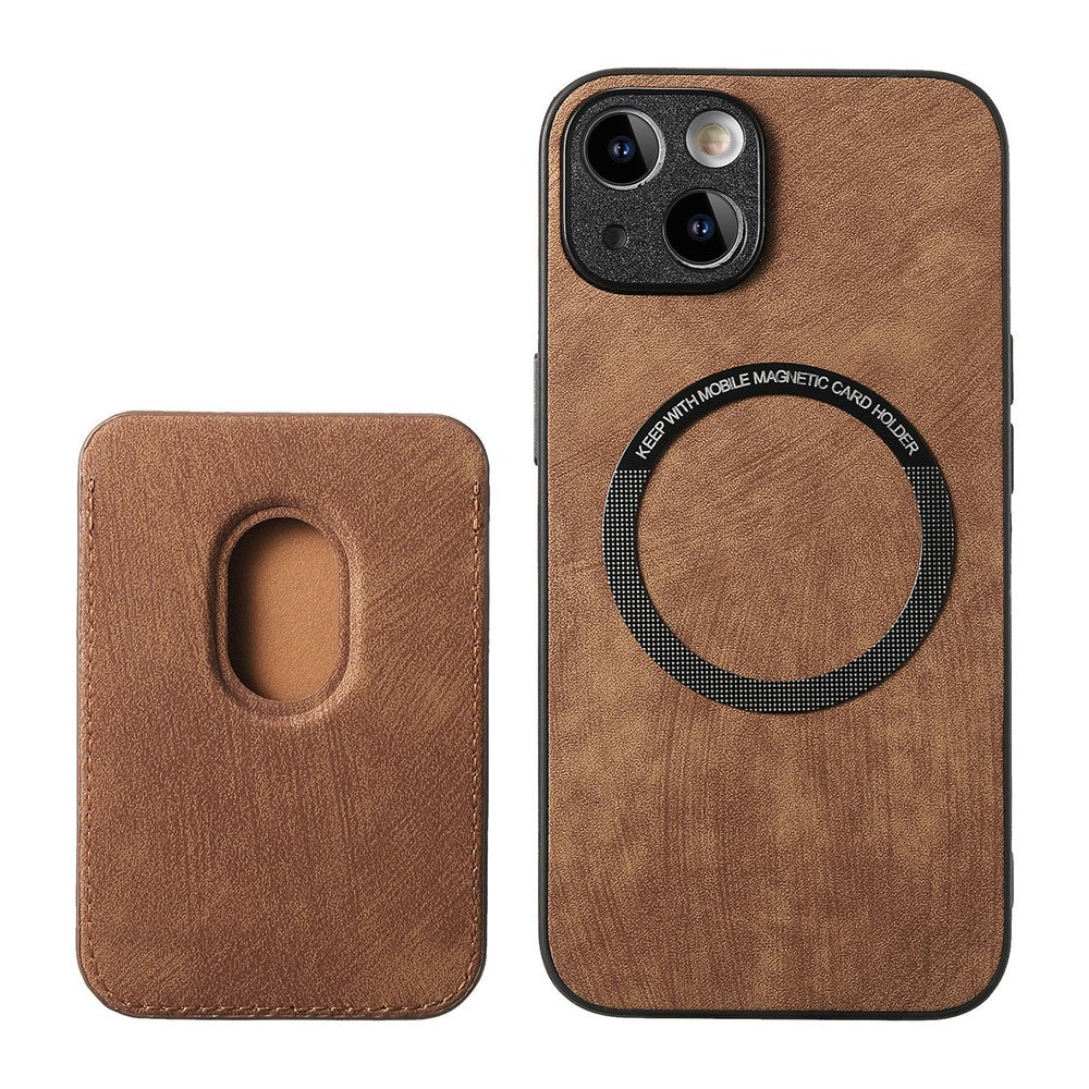 Til iPhone 13-cover, kompatibelt med MagSafe, bagcover i læder med aftagelig kortholder