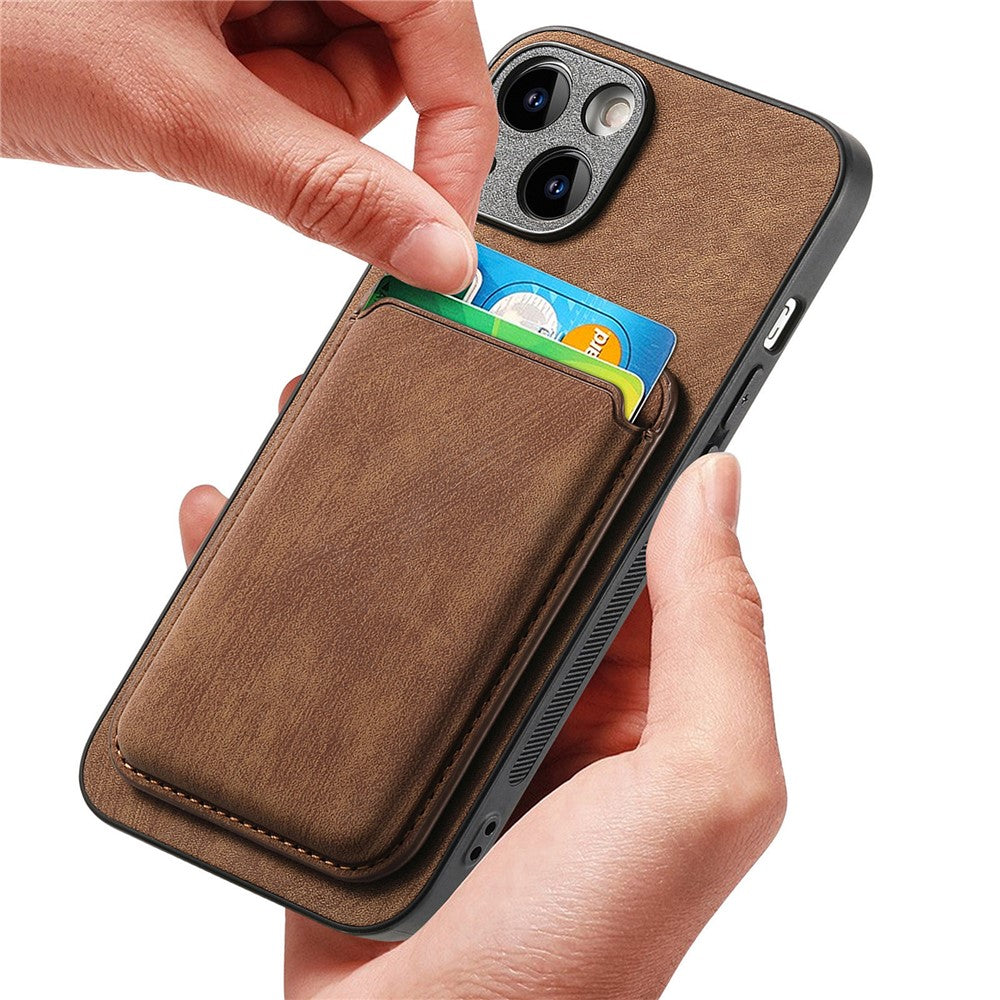 Til iPhone 13-cover, kompatibelt med MagSafe, bagcover i læder med aftagelig kortholder