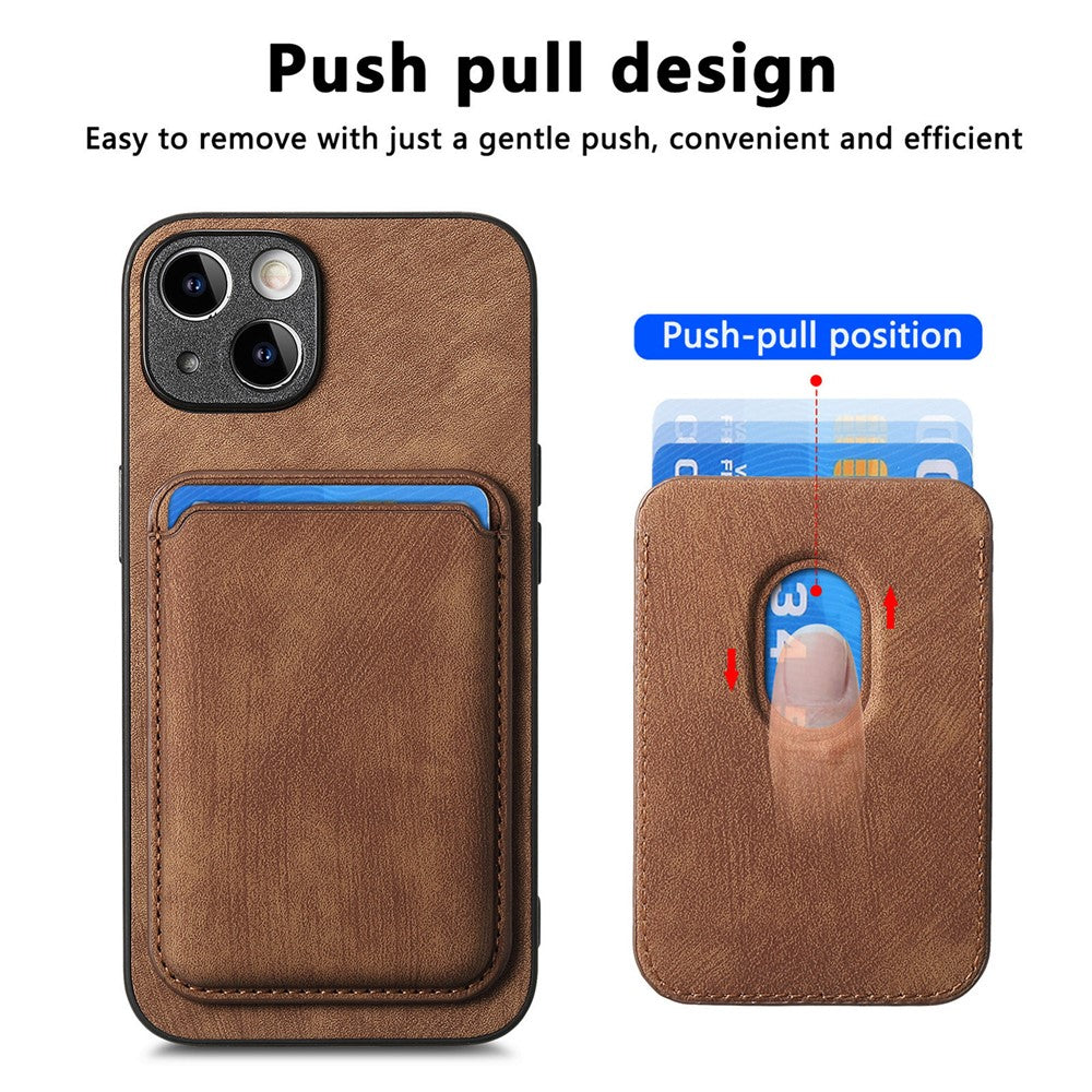Til iPhone 13-cover, kompatibelt med MagSafe, bagcover i læder med aftagelig kortholder