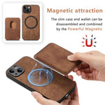Til iPhone 13-cover, kompatibelt med MagSafe, bagcover i læder med aftagelig kortholder