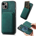Til iPhone 13-cover, kompatibelt med MagSafe, bagcover i læder med aftagelig kortholder