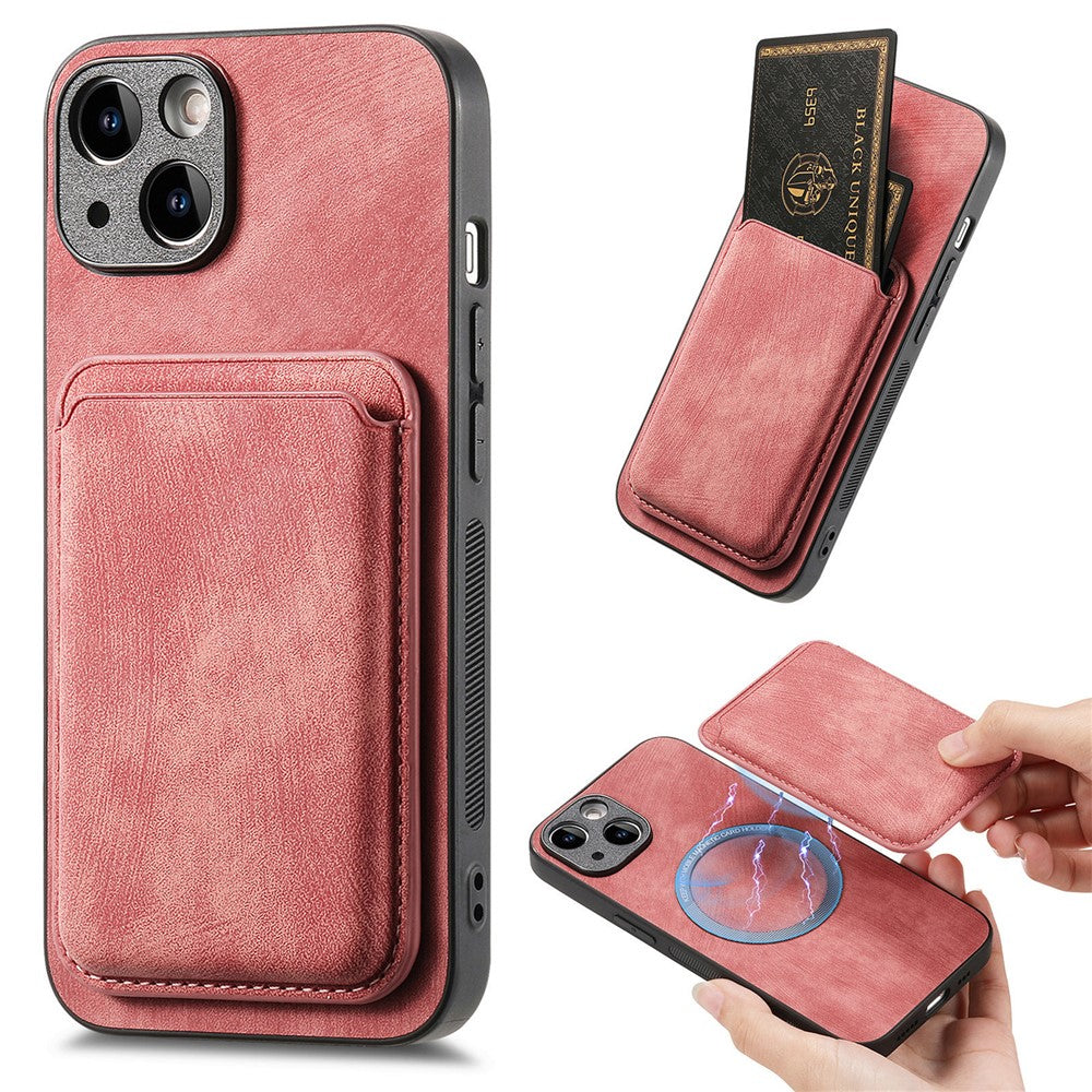 Til iPhone 13-cover, kompatibelt med MagSafe, bagcover i læder med aftagelig kortholder