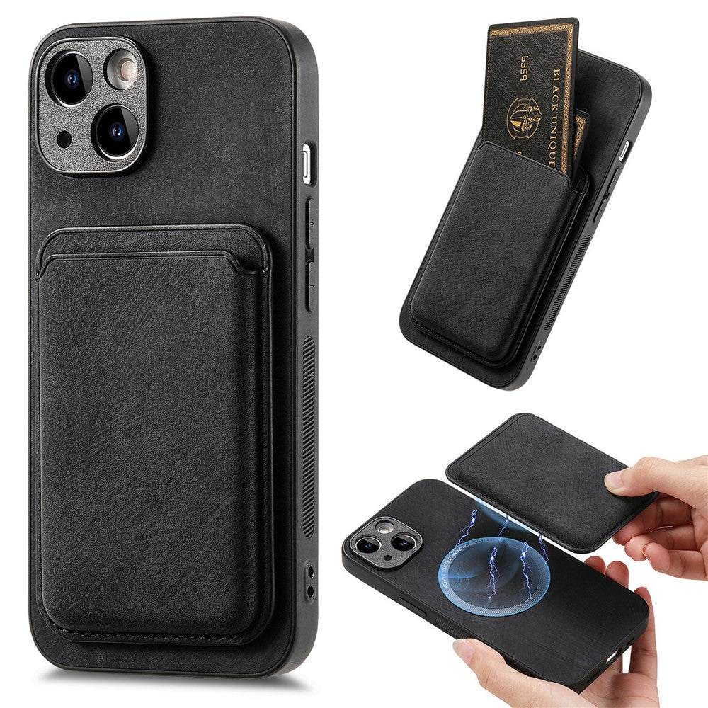Til iPhone 13-cover, kompatibelt med MagSafe, bagcover i læder med aftagelig kortholder