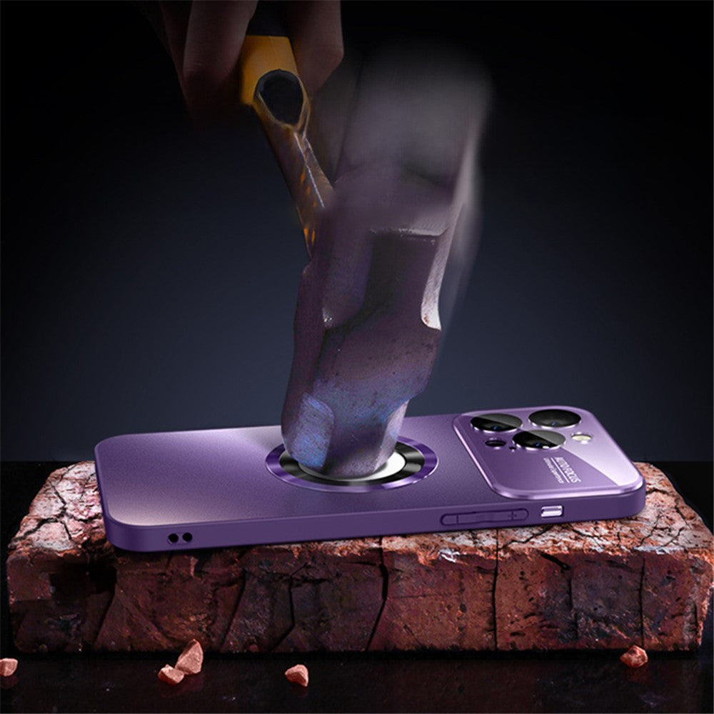 For iPhone 14 Pro Max Case with Lens Film Magnetic Anti-scratch PC Phone Protective Shell
