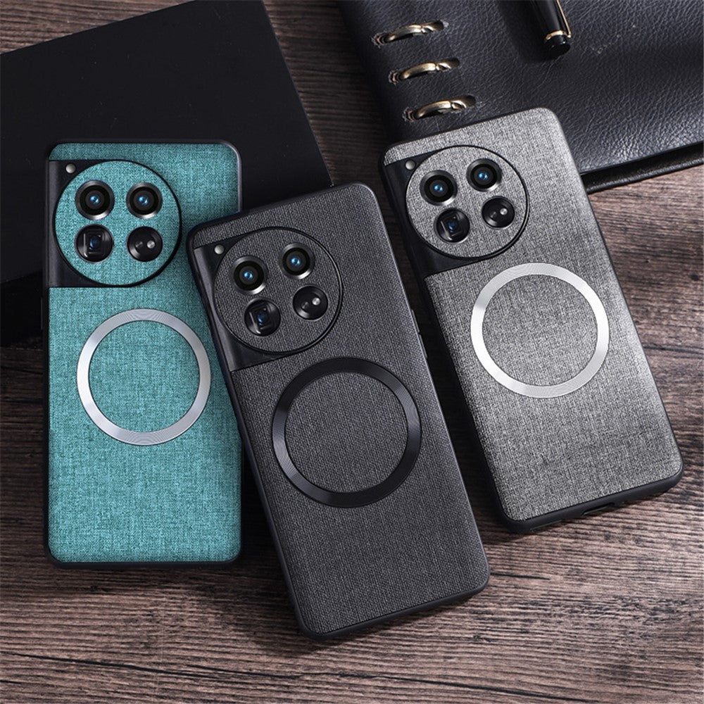 For OnePlus 12 5G Magnetic Case TPU+Cloth Scratch Resistant Phone Cover