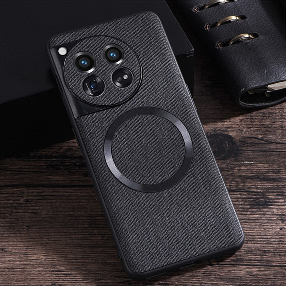 For OnePlus 12 5G Magnetic Case TPU+Cloth Scratch Resistant Phone Cover
