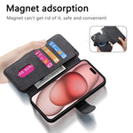 For iPhone 15 Magnetic Case CASENEO Detachable Leather Phone Wallet Cover