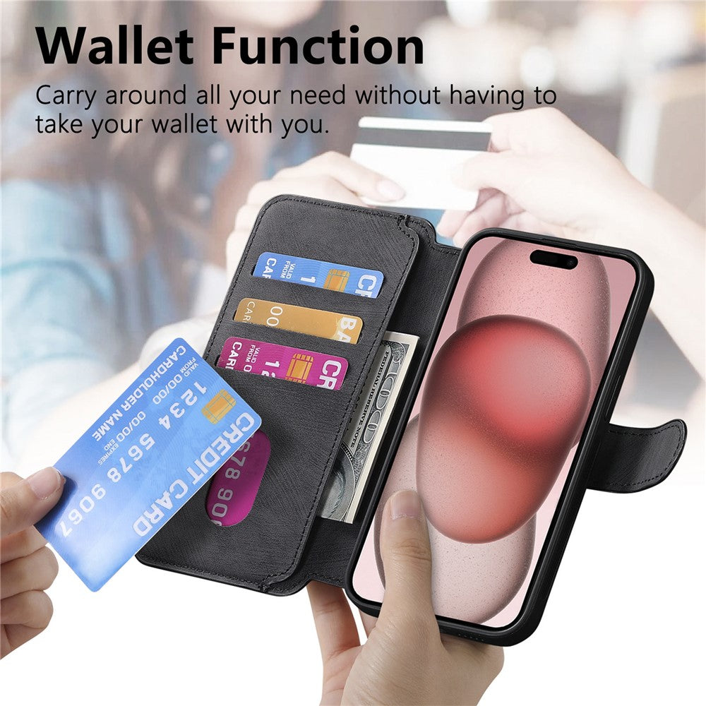 For iPhone 15 Magnetic Case CASENEO Detachable Leather Phone Wallet Cover